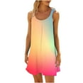 thumbnail image 1 of Lindreshi Summer Dresses for Women 2024 Women's Round Neck Sleeveless Gradient Tie Dyed Beach Dress, 1 of 6