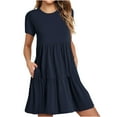 thumbnail image 1 of Lindreshi Summer Dresses for Women 2024 Women's Summer Casual Short Sleeve T Shirt Dress Tiered Mini Dresses With Pockets, 1 of 6