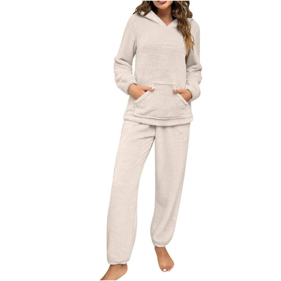 Lindreshi Sweat Suit for Women 2 Piece Set Women's Long Sleeve Solid Long Sleeve Hoodie Tops Set Elastic Waist Long Pants