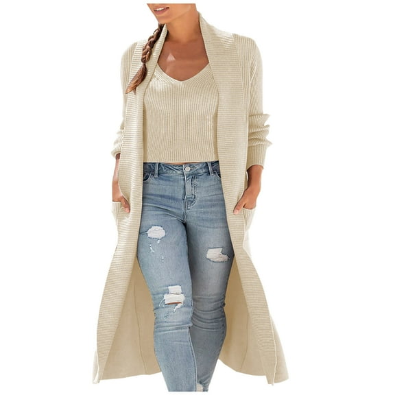 Lindreshi Sweaters for Women Clearance Fashion Women Winter Casual Solid Casual Long SLeeve Sweater Coat+ Camis 2PC Suit