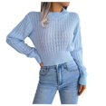 thumbnail image 1 of Lindreshi Sweaters for Women Clearance Women's and Winter Fashion Long Sleeve Round-Neck Sweater Tops, 1 of 8