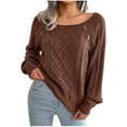 thumbnail image 1 of Lindreshi Sweaters for Women Fall Fashion 2023 Fashion Women Casual Solid Long Sleeve Loose Round Neck Sweater Pullver Button Blouse, 1 of 8