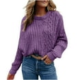 thumbnail image 1 of Lindreshi Sweaters for Women Fall Fashion 2023 Women Casual Fashion Pullover Long Sleeve Round-Neck Knitted Sweater Tops, 1 of 6
