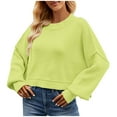 thumbnail image 1 of Lindreshi Sweaters for Women Fall Fashion 2023 Women Fashion Casual Color Retro Knitting Long Sleeve Round Neck Sweater, 1 of 9
