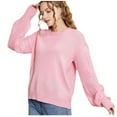 thumbnail image 1 of Lindreshi Sweaters for Women Fall Fashion 2023 Women Fashion Solid Casual Round Neck Loose Long Sleeve Sweater, 1 of 5