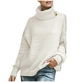 thumbnail image 1 of Lindreshi Sweaters for Women Trendy Clearance Fall Fashion Women's Turtleneck Button Long Sleeve Casual Pullover Blouse Sweater, 1 of 5