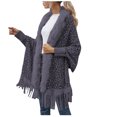 thumbnail image 1 of Lindreshi Sweaters for Women Trendy Clearance Women Fashion Casual Knitted Leopard Print Collar Tassels Sweater Long Sleeve Cardigan Tops, 1 of 8