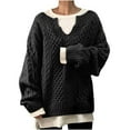 thumbnail image 1 of Lindreshi Sweaters for Women Trendy Clearance Women Long Sleeve Solid Color V Neck Top Casual Loose Knitted Sweaters Blouse, 1 of 8