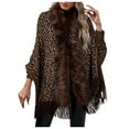 thumbnail image 1 of Lindreshi Sweaters for Women Trendy Women Fashion Casual Knitted Leopard Print Collar Tassels Sweater Long Sleeve Cardigan Tops, 1 of 6