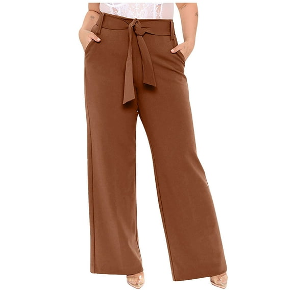 Lindreshi Sweatpants Women Clearance Women's Fashion Casual Full-Length Loose Pants Solid High Waist Trousers Long Straight Wide Leg Pants