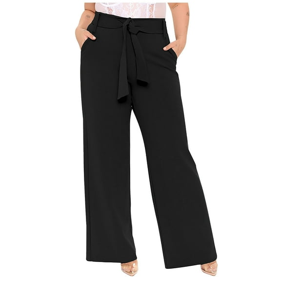 Lindreshi Sweatpants Women Clearance Women's Fashion Casual Full-Length Loose Pants Solid High Waist Trousers Long Straight Wide Leg Pants