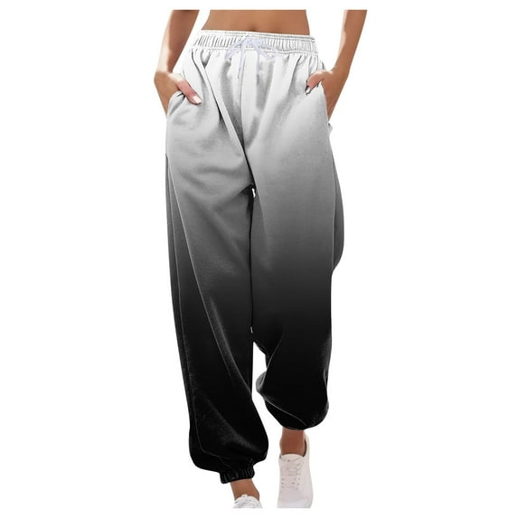 Lindreshi Sweatpants Women Plus Size Clearance Women's Casual Loose Sports Sweatpants Ankle Banded Trousers Gradient Pants