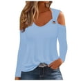 thumbnail image 1 of Lindreshi Sweatshirts for Women Women's Fashion Casual Solid Color Shoulder Drop Long Sleeve Pullover Long Sleeve Top Long Sleeve V-Neck Top/Shirt, 1 of 6