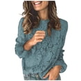 thumbnail image 1 of Lindreshi Sweatshirts for Women Woman's Solid Color Loose Casual Fashion Lace Long Sleeve T-Shirt Tops, 1 of 8