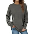thumbnail image 1 of Lindreshi Sweatshirts for Women Women's Fashion Autumn Winter Solid Round-Neck Pullover Long Sleeve Tops, 1 of 7