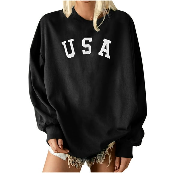 Lindreshi Sweatshirts for Women Women Tops Casual Long Sleeve Letter Printing Sweatshirt Pullover Shirts Blouse