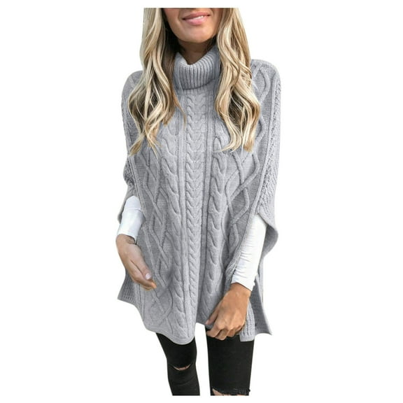 Lindreshi Sweatshirts for Women Women's color street pullover high neck split loose sweater