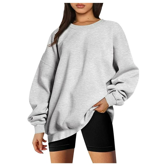 Lindreshi Sweatshirts for Women Loose Fit Women's and Winter New Solid Color Long-Sleeved Loose Large Size Casual Sweater Women