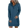 thumbnail image 1 of Lindreshi Sweatshirts for Women Loose Fit with Hood Fall and Winter Long Sleeve Dress for Women Hooded Solid Casual Dress, 1 of 4