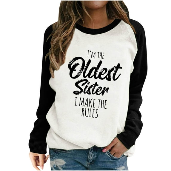 Lindreshi Sweatshirts for Women Women Fashion Print Long Sleeve T-Shirt Long Sleeve Splicing Top