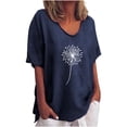 thumbnail image 1 of Lindreshi T Shirts for Women Women Casual Blouse Crewneck Floral Print Short Sleeve Top Shirt Loose Womens Tops, 1 of 5