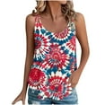 thumbnail image 1 of Lindreshi Tank Tops for Women 2024 Loose Fit 2024 Women's Spring and Summer New Tank Eyelet Embroidery Scoop Neck Fashion Independence Day Print Casual Fashion Top Blouse, 1 of 7