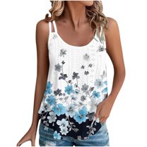 Lindreshi Tank Tops for Women 2024 Loose Fit 2024 Women's Spring and Summer New Tank Eyelet Embroidery Scoop Neck Fashion Print Casual Fashion Top