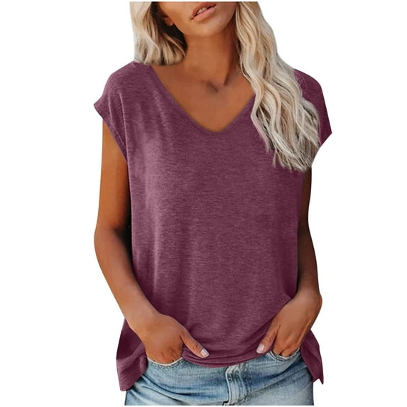 Lindreshi Tank Tops for Women Fashion Woman Causal V-Neck Solid Blouse Sleeveless T-Shirt Summer Tops