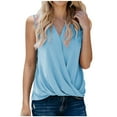 thumbnail image 1 of Lindreshi Tank Tops for Women Clearance Fashion Woman Causal V-Neck Solid Blouse Sleeveless T-Shirt Summer Tops, 1 of 5