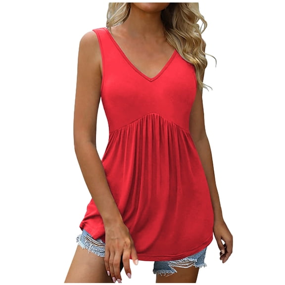 Lindreshi Tank Tops for Women Fashion Women's Summer V-Neck Sleeveless Casual Tank Blouse