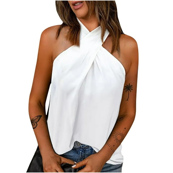 Lindreshi Tank Tops for Women Clearance Women Casual Sleeveless Hollow Out Solid T-Shirt Blouse Tops