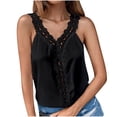 thumbnail image 1 of Lindreshi Tank Tops for Women Clearance Women Ladies Solid Sleeveless V-neck Pullover Lace Vest Tank Tops Shirts Blouse, 1 of 5