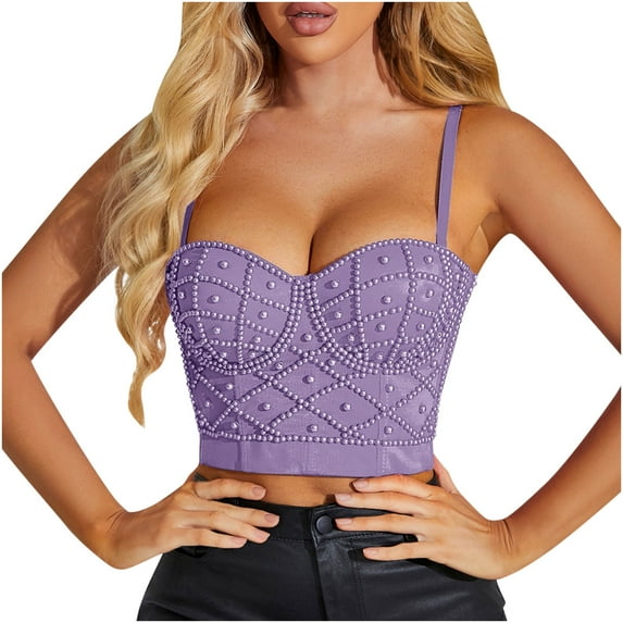 Lindreshi Tank Tops for Women Clearance Women's Casual Vest Sleeveless Pearl Plain Vest V-neck Sling Vest