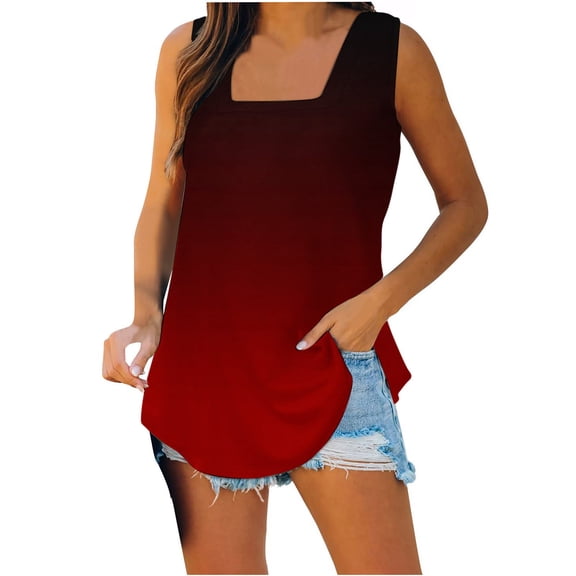 Lindreshi Tank Tops for Women Women's Fashion Printed Vest Loose Sleeveless T-shirt Pullover Tops