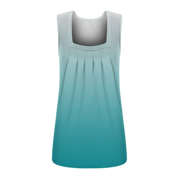 Lindreshi Tank Tops for Women Clearance Women's Fashion Solid Color Square-neck Comfortable Loose T-shirt Sleeveless Blouse Casual Tops
