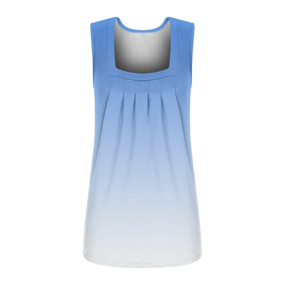 Lindreshi Tank Tops for Women Women's Fashion Solid Color Square-neck Comfortable Loose T-shirt Sleeveless Blouse Casual Tops
