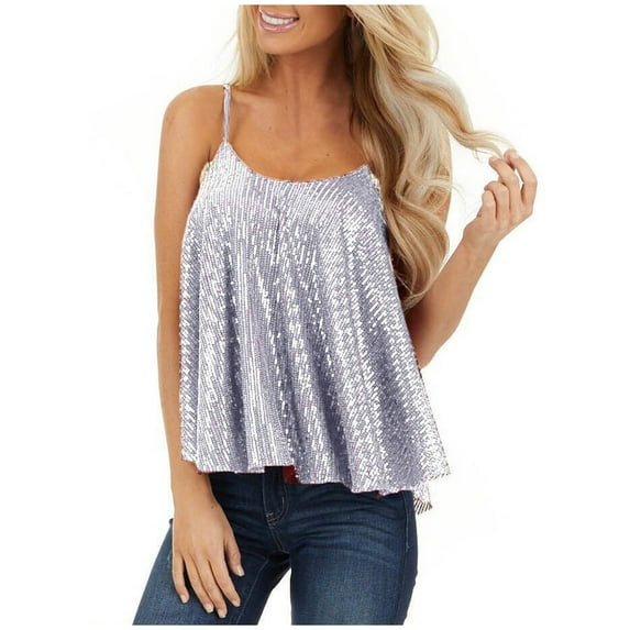 Lindreshi Tank Tops for Women Clearance Women's Summer Sexy Sequin Suspender Vest Sleeveless Tops