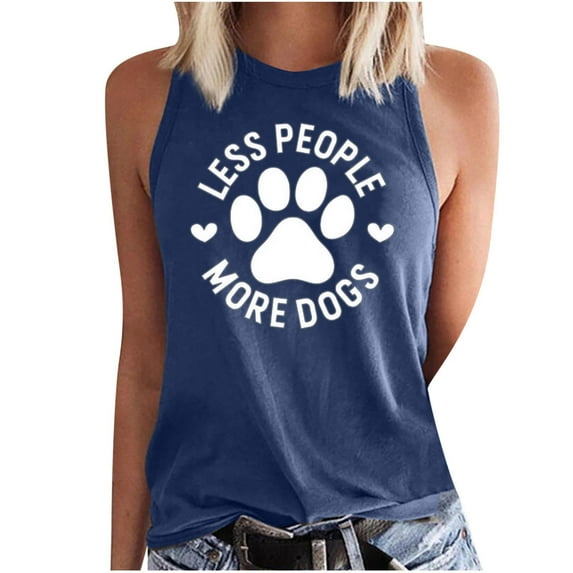 Lindreshi Tank Tops for Women Fashion Casual Women Sleeveless Printed Ladies Round Neck Tops Vest T-Shirt