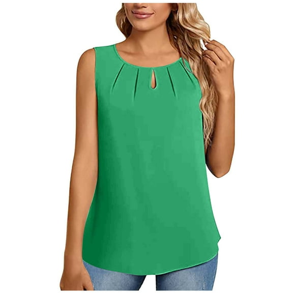 Lindreshi Tank Tops for Women Fashion Women Causal Round Neck Solid Color Blouse Sleeveless Elegant T-Shirt Summer Tank Tops
