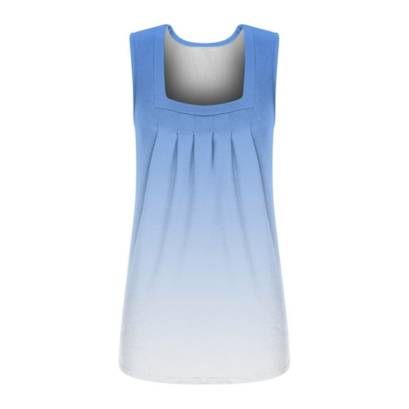 Lindreshi Tank Tops for Women Women's Fashion Solid Color Square-neck Comfortable Loose T-shirt Sleeveless Blouse Casual Tops