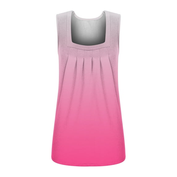 Lindreshi Tank Tops for Women Women's Fashion Solid Color Square-neck Comfortable Loose T-shirt Sleeveless Blouse Casual Tops