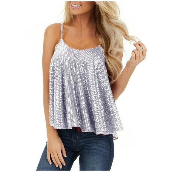 Lindreshi Tank Tops for Women Women's Summer Sequin Suspender Vest Sleeveless Tops