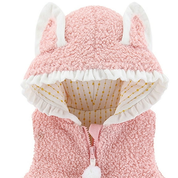 Lindreshi Toddler Girl Coats and Jackets Toddler Baby Girls Plush Cute Rabbit Ears Keep Warm Sleeveless Hoodie Vest Coat