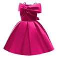 thumbnail image 1 of Lindreshi Toddler Girl Dresses Toddler Girls Solid Color Temperament Bowknot Off Shoulder Pleated Skirt Birthday Party Gown Long Dresses, 1 of 6