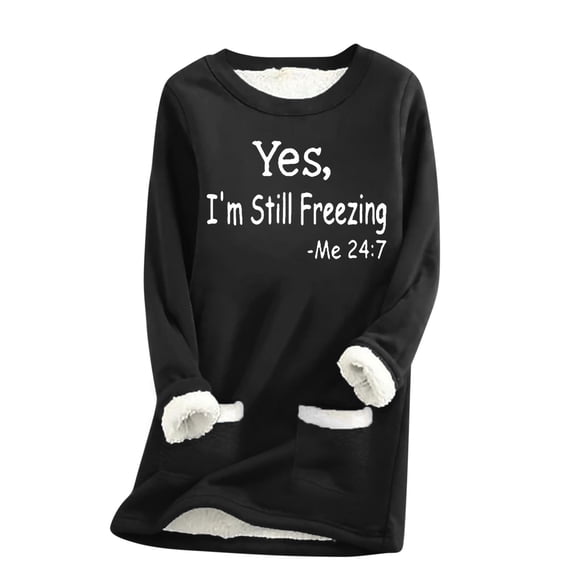 Lindreshi Tops for Women Plus Size Long Sleeve Round Neck Casual Print Winter Warm Pullover Sweatshirt Top