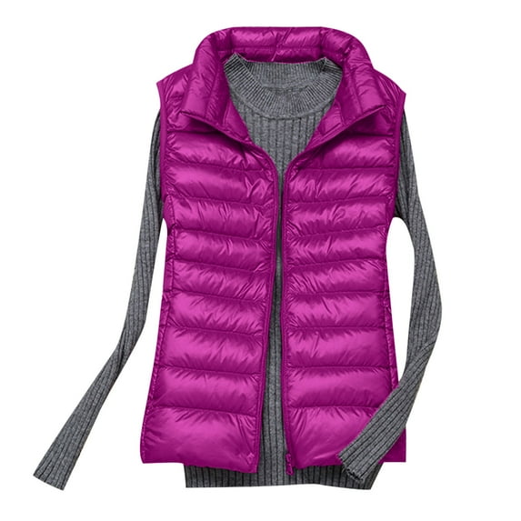 Lindreshi Vests for Women 2023 Women's Light Down Jacket Women's Large Size Slim Short Winter Portable Waistcoat Lnternal Pocket Zip