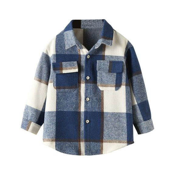 Lindreshi Winter Coats for Toddler Girls and Boys Toddler Flannel Shirt Jacket Plaid Long Sleeve Lapel Shacket Kids Boys Girls Fall Tops