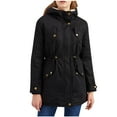 thumbnail image 1 of Lindreshi Winter Coats for Women 2023 Trendy Fashion Casual Women's Winter Solid Hooded Drawstring Waist Zipper Padded Coat Blouse, 1 of 8