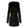 thumbnail image 1 of Lindreshi Winter Coats for Women 2023 Trendy Ladies Pie Over Fleece Padded Jacket with Collar Hooded Warm Coat, 1 of 8