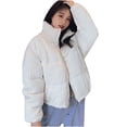 thumbnail image 1 of Lindreshi Winter Coats for Women 2023 Trendy Winter Fashion Woman Middle Length and Thickened Medium Length Stand-Up Collar Down Cotton Jacket Coat, 1 of 9